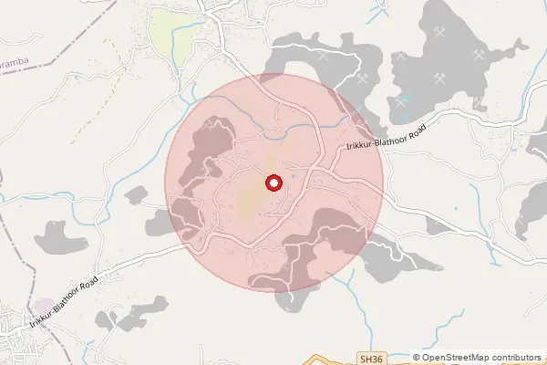 Map showing approximate area covered by Pincode 670593 — Kalliad Bo, Kannur