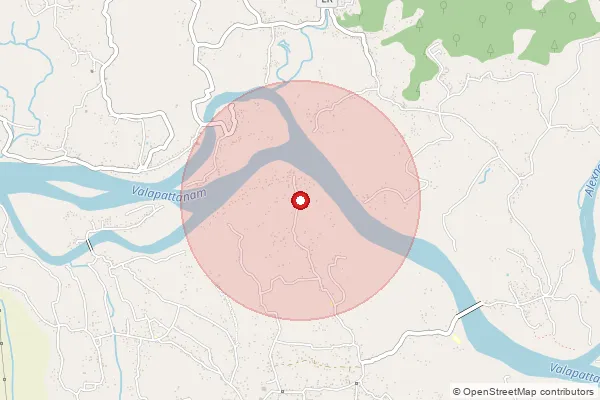 Map showing approximate area covered by Pincode 670602 — Mullakodi Bo, Kannur