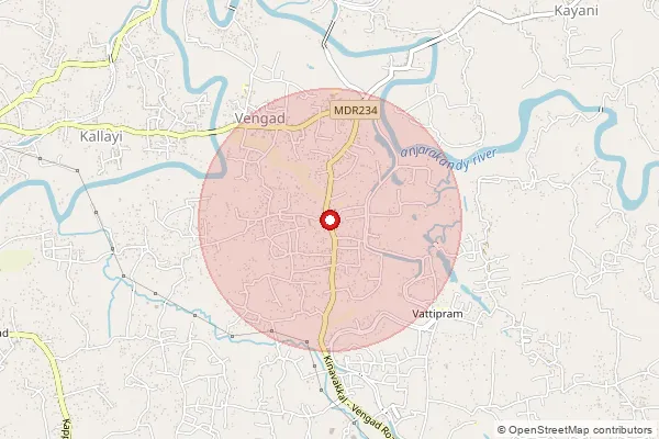 Map showing approximate area covered by Pincode 670612 — Muringeri Bo, Kannur