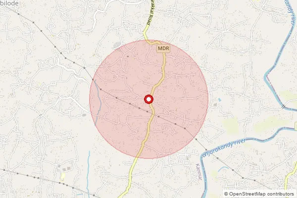 Map showing approximate area covered by Pincode 670622 — Bavode Bo, Kannur