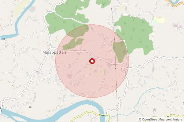 Map showing approximate area covered by Pincode 670631 — Kootumugham Bo, Kannur