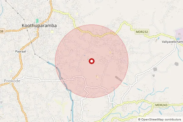 Map showing approximate area covered by Pincode 670643 — Kottayam Malabar Bo, Kannur