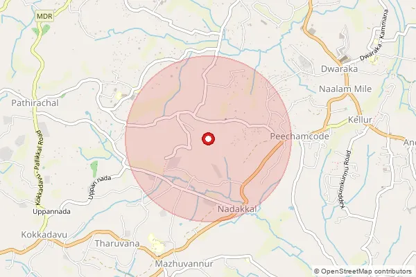 Map showing approximate area covered by Pincode 670645 — Kellur Bo, Wayanad
