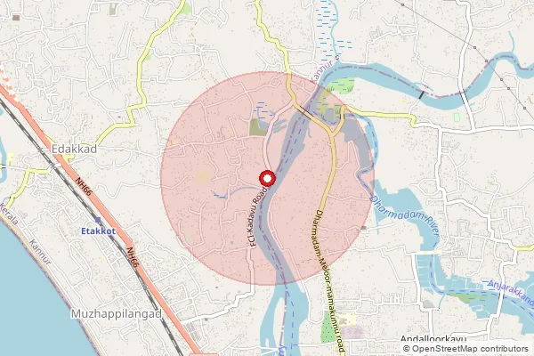 Map showing approximate area covered by Pincode 670663 — Kadamburkannur Bo, Kannur