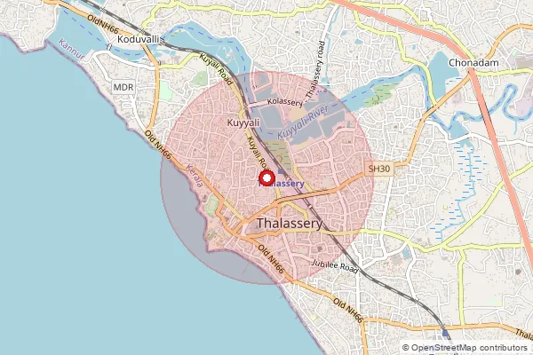 Map showing approximate area covered by Pincode 670675 — Kidanhi Bo, Kannur