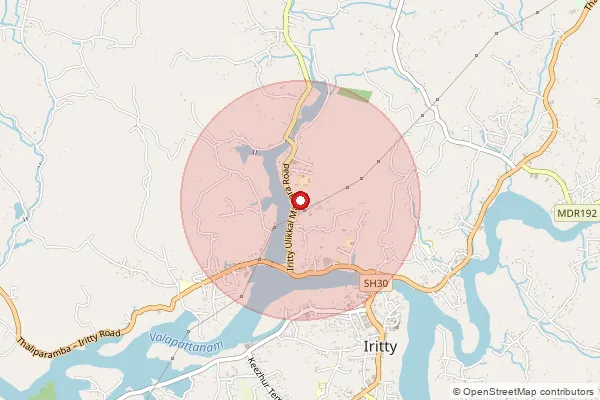 Map showing approximate area covered by Pincode 670703 — Kalluvayal Bo, Kannur