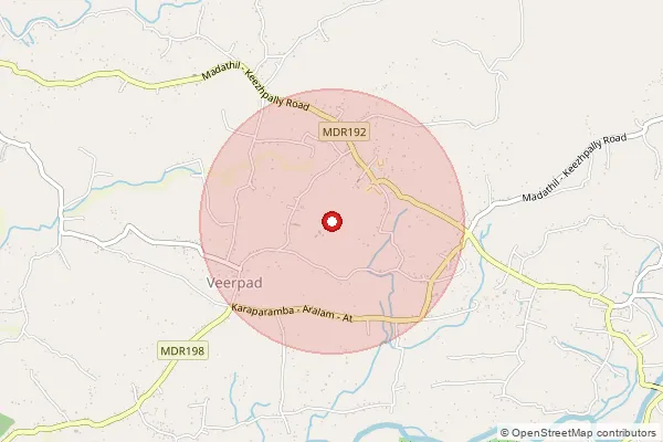 Map showing approximate area covered by Pincode 670704 — Keezhpalli Bo, Kannur