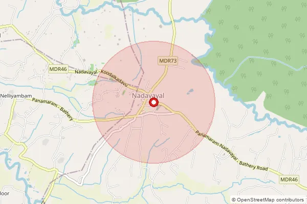 Map showing approximate area covered by Pincode 670721 — Kayakunnu Bo, Wayanad