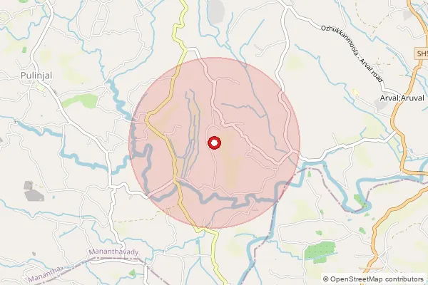 Map showing approximate area covered by Pincode 670731 — Thettamala Bo, Wayanad