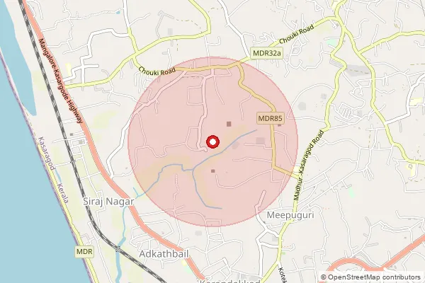 Map showing approximate area covered by Pincode 671122 — Talangara So, Kasaragod