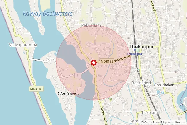 Map showing approximate area covered by Pincode 671310 — Olat Bo, Kasaragod