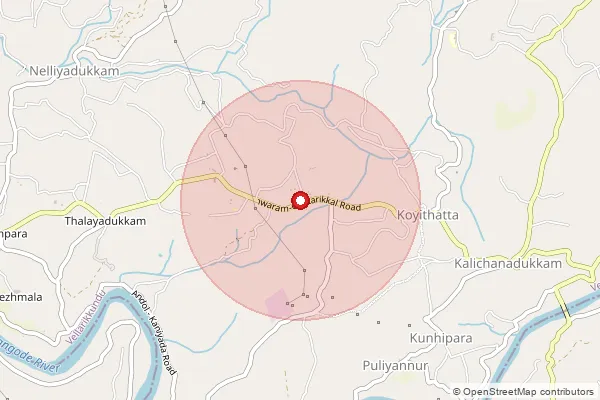 Map showing approximate area covered by Pincode 671314 — Kollampara Bo, Kasaragod