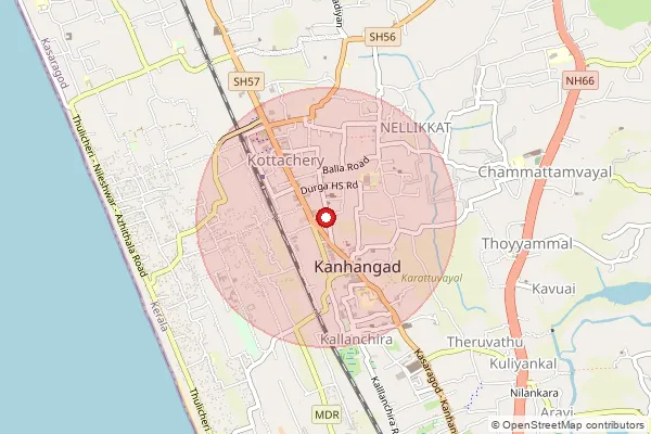 Map showing approximate area covered by Pincode 671315 — Kanhangad Ho, Kasaragod