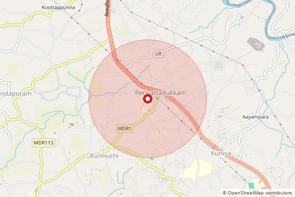 Map showing approximate area covered by Pincode 671318 — Bekal So, Kasaragod