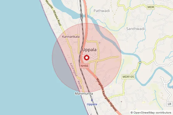Map showing approximate area covered by Pincode 671322 — Ammeri Bo, Kasaragod