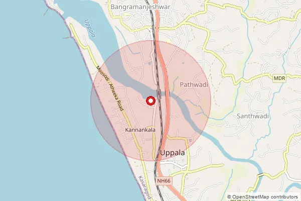 Map showing approximate area covered by Pincode 671323 — Charla Bo, Kasaragod