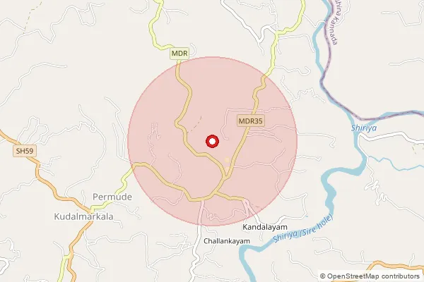 Map showing approximate area covered by Pincode 671324 — Dharmathadka Bo, Kasaragod
