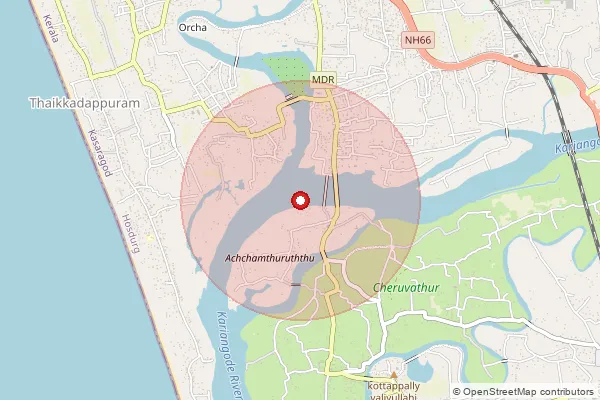 Map showing approximate area covered by Pincode 671531 — Balla Bo, Kasaragod