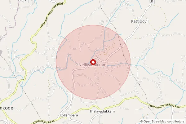 Map showing approximate area covered by Pincode 671533 — Kinanur Bo, Kasaragod