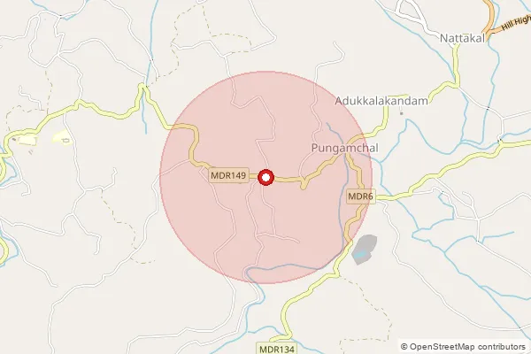 Map showing approximate area covered by Pincode 671534 — Chully Bo, Kasaragod