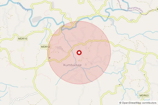 Map showing approximate area covered by Pincode 671551 — Kuntikana Bo, Kasaragod
