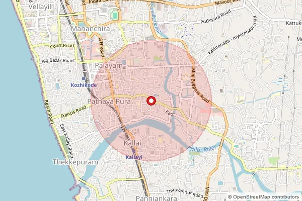 Map showing approximate area covered by Pincode 673002 — Tali So, Kozhikode