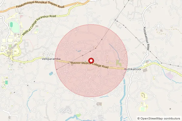 Map showing approximate area covered by Pincode 673008 — Devagiri College Bo, Kozhikode