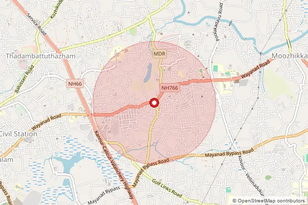 Map showing approximate area covered by Pincode 673009 — Paropadi Bo, Kozhikode