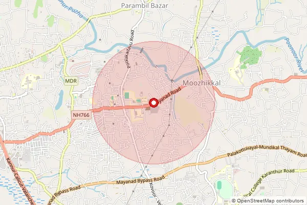 Map showing approximate area covered by Pincode 673012 — Marikunnu So, Kozhikode