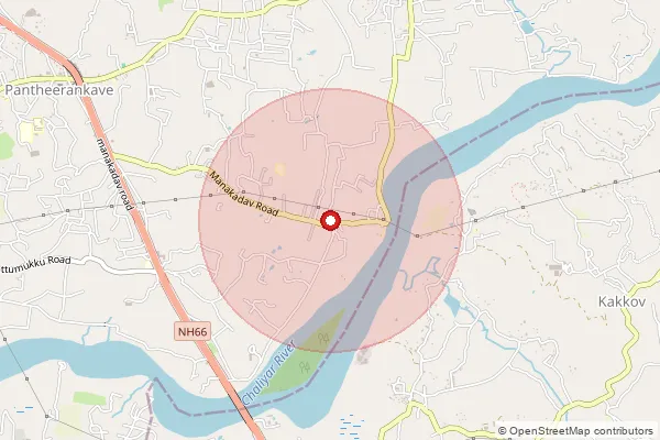 Map showing approximate area covered by Pincode 673019 — Perumanna Bo, Kozhikode