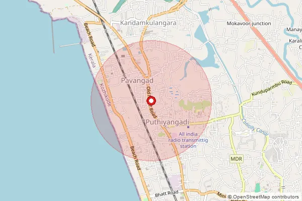 Map showing approximate area covered by Pincode 673021 — Puthiyangadi So, Kozhikode