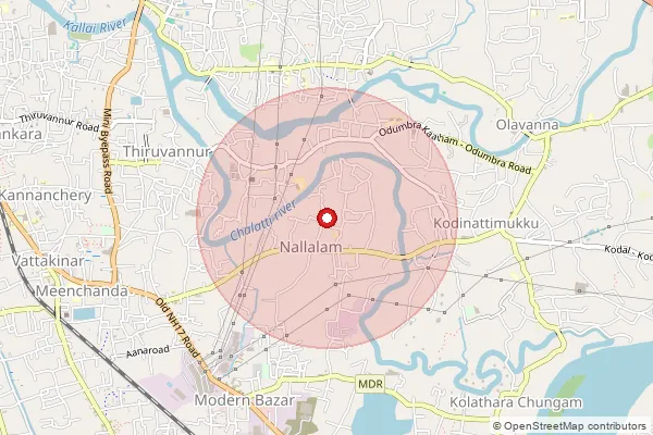 Map showing approximate area covered by Pincode 673027 — Nallalam So, Kozhikode