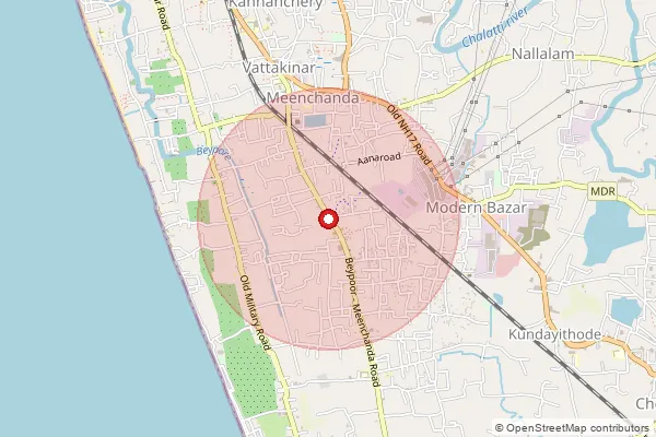 Map showing approximate area covered by Pincode 673028 — Arakinar So, Kozhikode