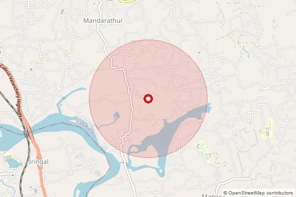 Map showing approximate area covered by Pincode 673105 — Pathiyarakkara Bo, Kozhikode