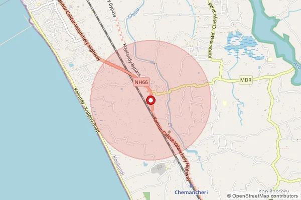 Map showing approximate area covered by Pincode 673306 — Melur Bo, Kozhikode