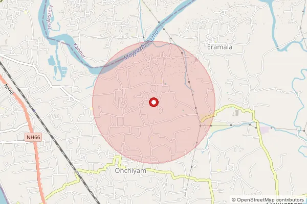 Map showing approximate area covered by Pincode 673308 — Chombala So, Kozhikode