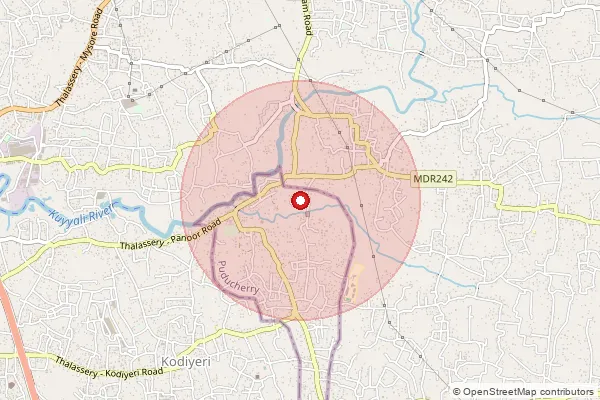 Map showing approximate area covered by Pincode 673310 — Naluthara Bo, Mahe
