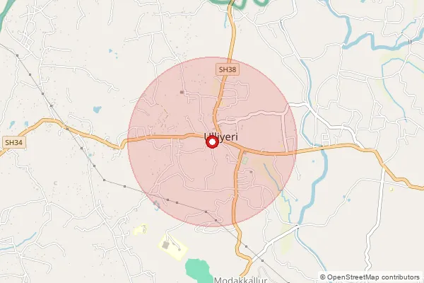 Map showing approximate area covered by Pincode 673323 — Modakkallur Bo, Kozhikode