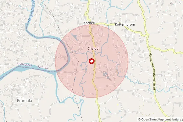 Map showing approximate area covered by Pincode 673502 — Katcheri Bo, Kozhikode