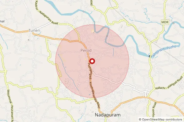 Map showing approximate area covered by Pincode 673504 — Perode Bo, Kozhikode