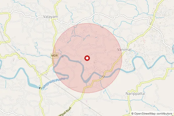 Map showing approximate area covered by Pincode 673506 — Vilangad Bo, Kozhikode