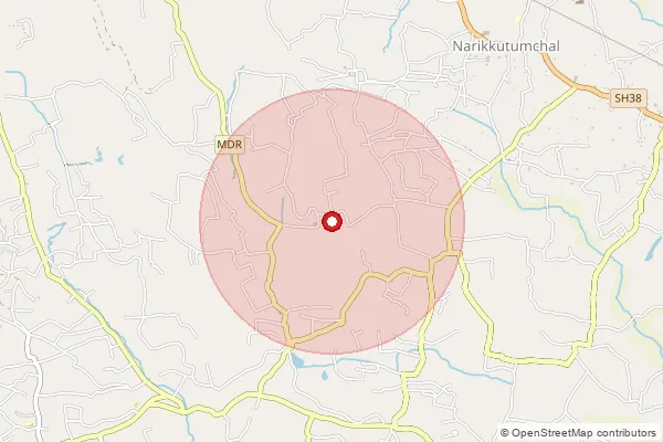 Map showing approximate area covered by Pincode 673507 — Cherapuram Bo, Kozhikode