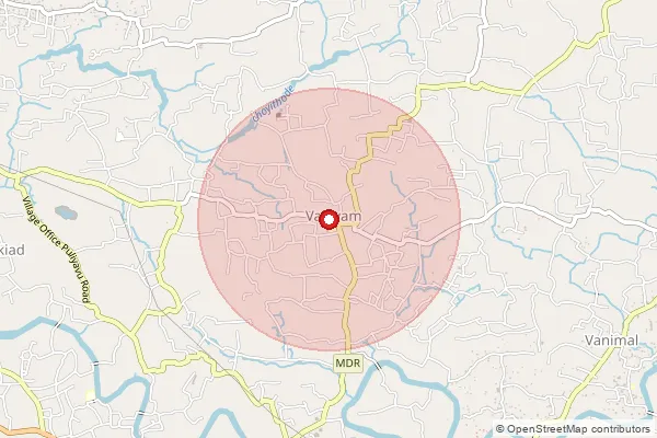 Map showing approximate area covered by Pincode 673517 — Chuzhali Bo, Kozhikode