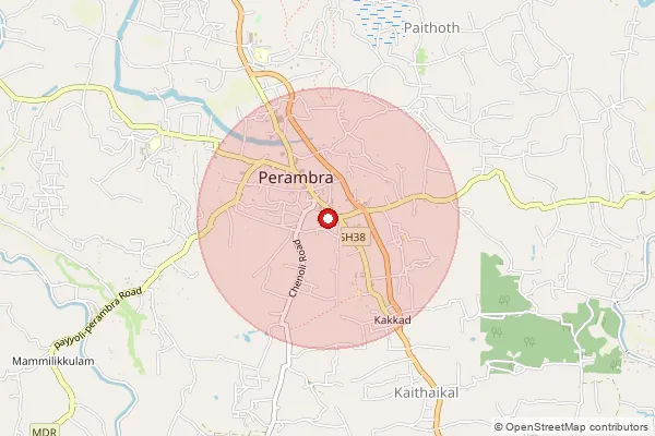 Map showing approximate area covered by Pincode 673525 — Kilinnanyam Bo, Kozhikode