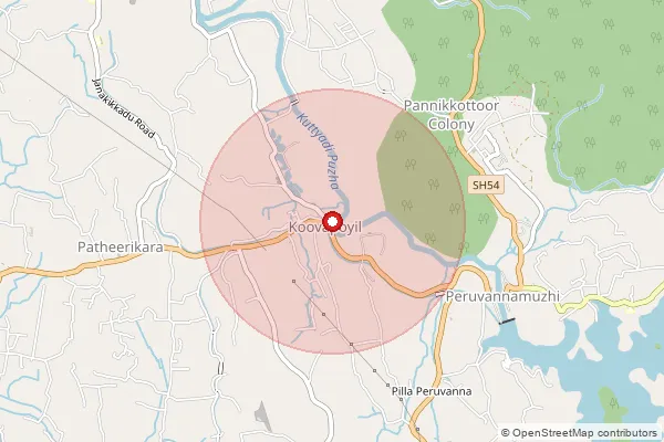 Map showing approximate area covered by Pincode 673528 — Muthukad Bo, Kozhikode