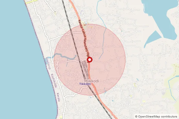 Map showing approximate area covered by Pincode 673529 — Katalur Bo, Kozhikode