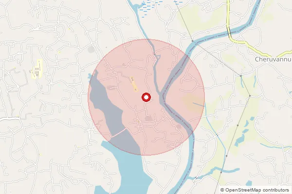 Map showing approximate area covered by Pincode 673541 — Chaniyankadavu Bo, Kozhikode