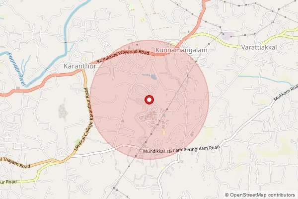 Map showing approximate area covered by Pincode 673570 — Iim Kozhikode Campus So, Kozhikode