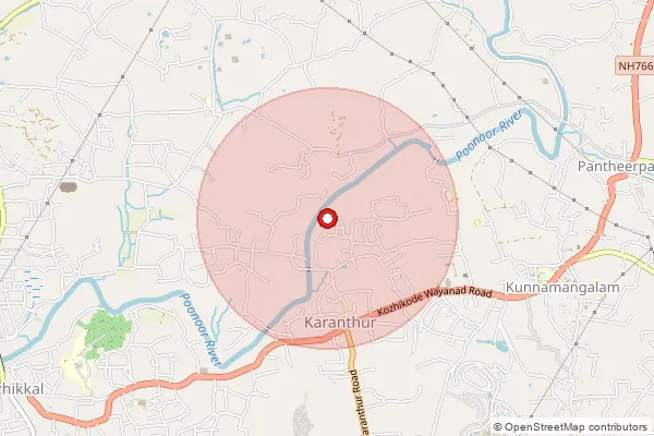 Map showing approximate area covered by Pincode 673571 — Chelavur Bo, Kozhikode