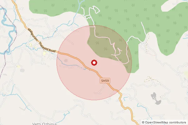 Map showing approximate area covered by Pincode 673573 — Chamal Bo, Kozhikode
